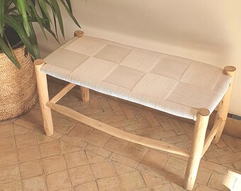 Rattan Bench Etsy