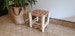 Moroccan light-wood stool - natural leather H30cm 