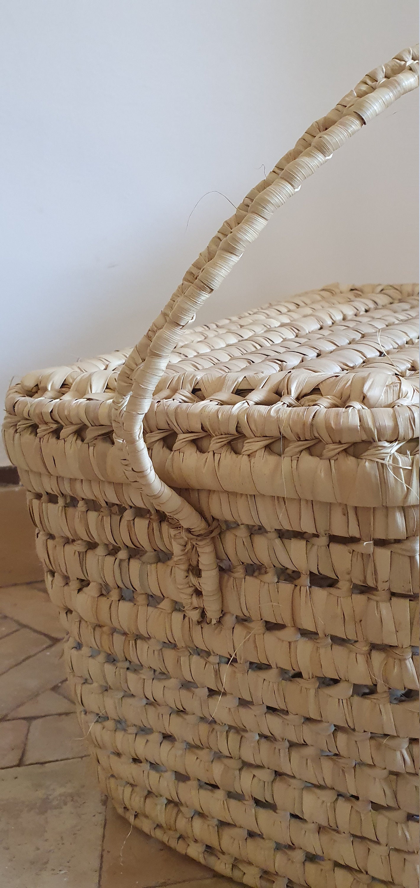 Duo of Wicker Storage Baskets Palm Leaf Storage Chest Storage Etsy