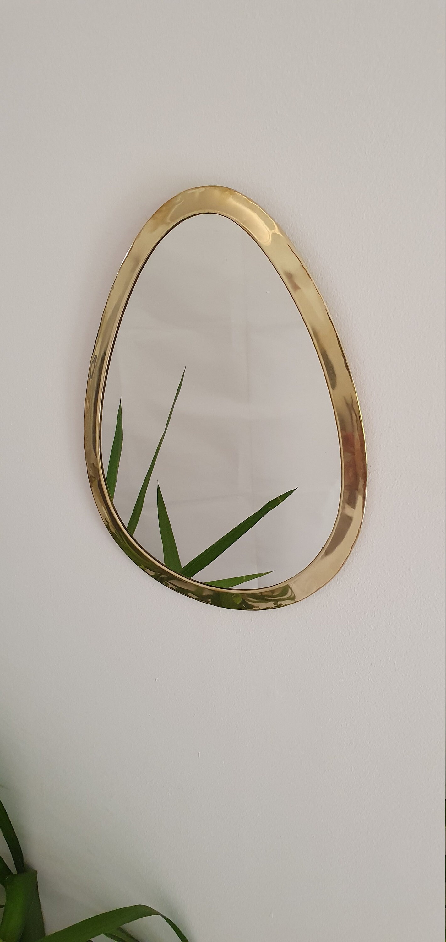 Brass wallmounted egg mirror handmade Etsy