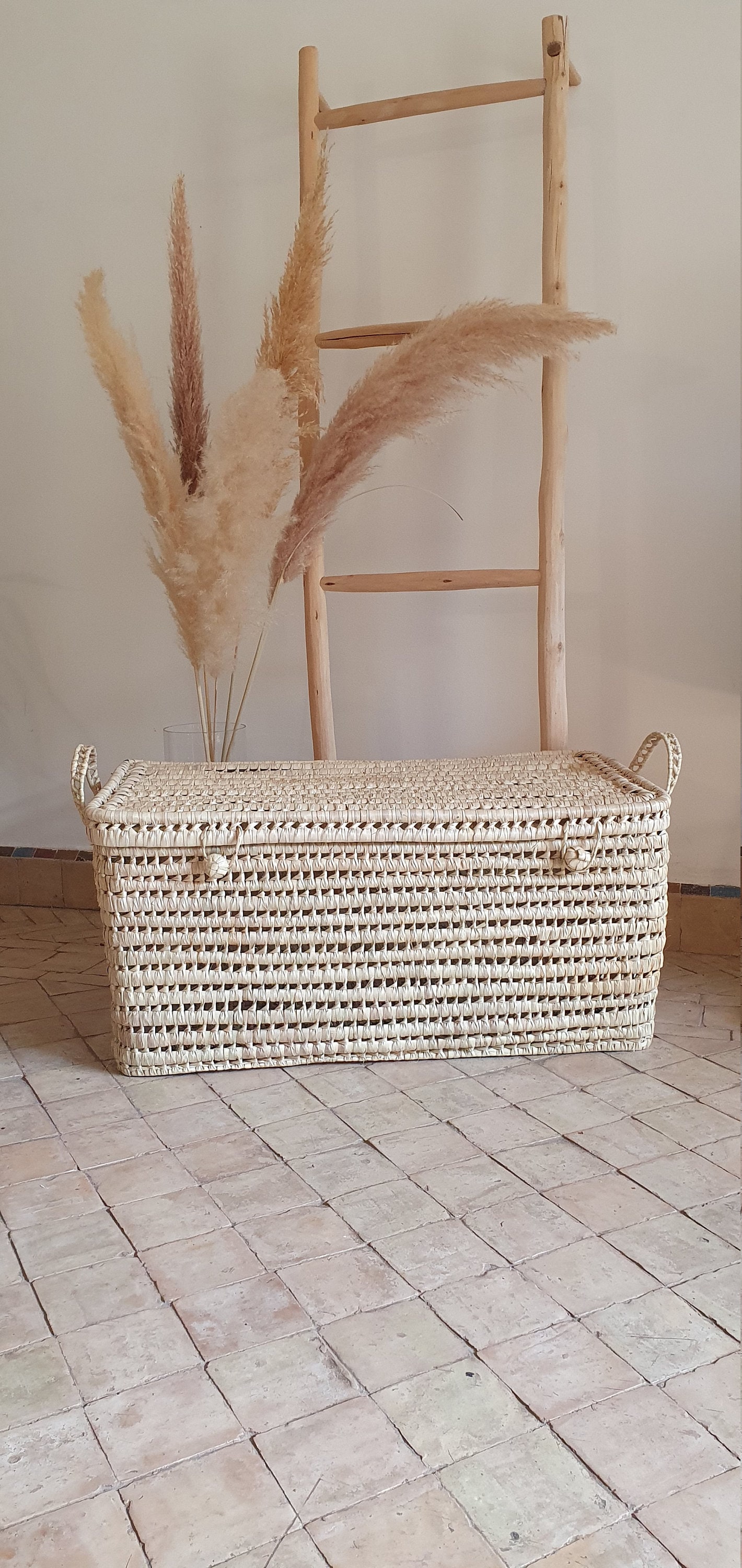 Nina 6 Wicker Basket Storage Chest Vintage White - Beach Style