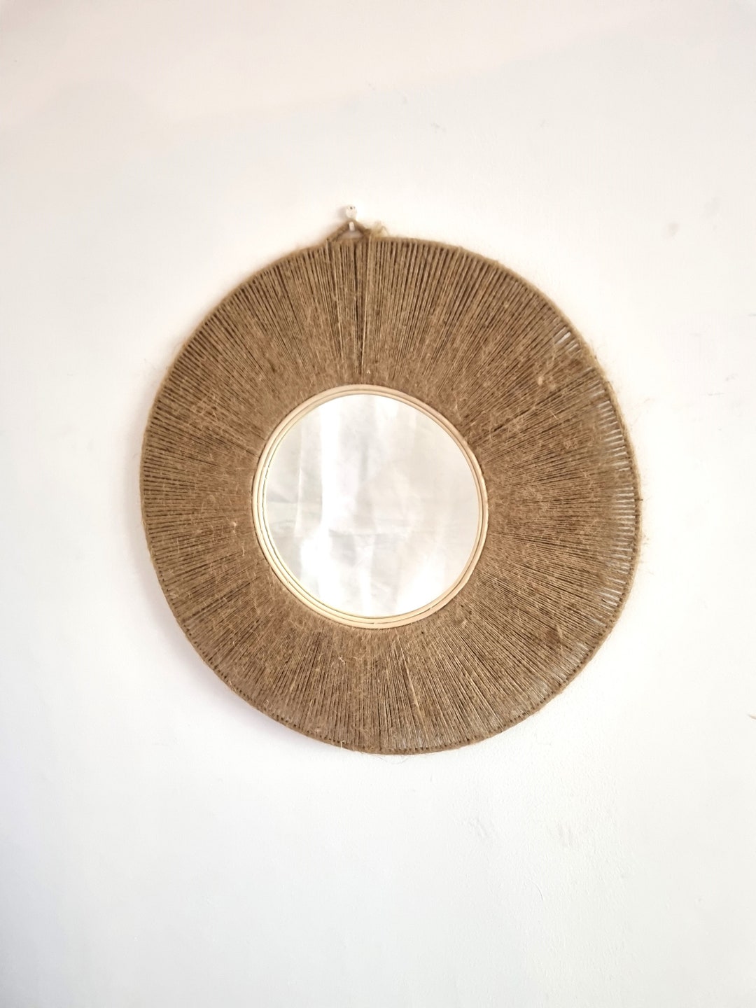 Round String Wall Mirror Natural Handmade Boho Mirror Rattan mirror