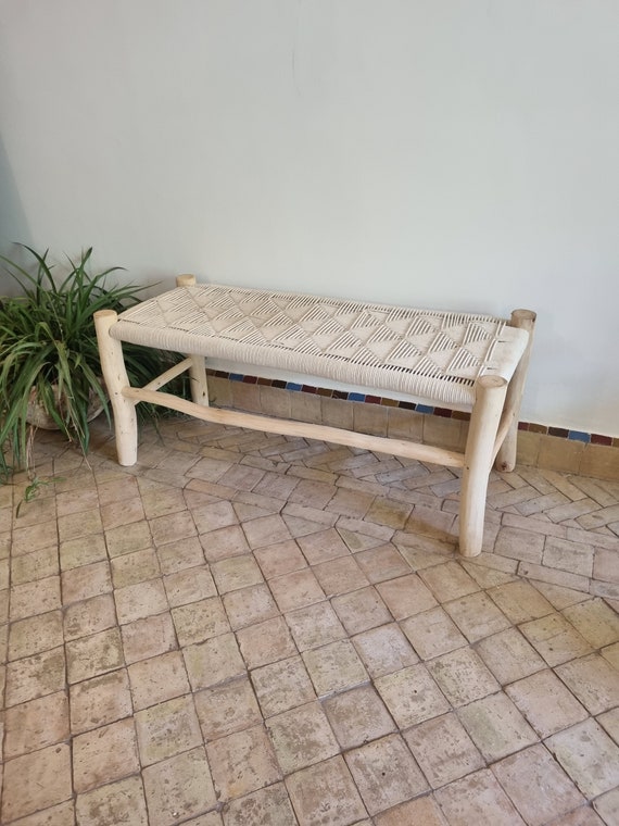 Bench in Solid Wood and Braided Rope Weaving Etsy UK