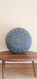 Moroccan leather pouf Blue 