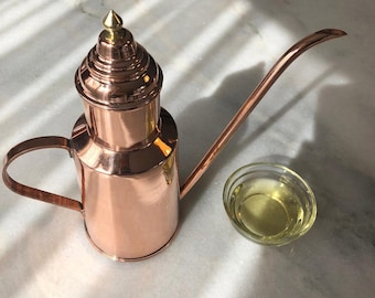 Handmade Turkish Copper Oil Bottle Bright Finish (500ml)
