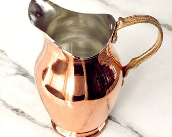 Handmade Copper Water Jug 1.5L — Rustic Turkish Drinkware, Artisan Kitchen Pitcher, Sustainable Hydration Gift
