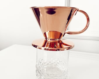 Copper Coffee Dripper: Handmade V60 Pour Over Brewer (Polished Finish)
