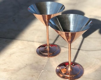 Turkish Copper Martini Glasses, Handmade Rustic Style (Set of 2)