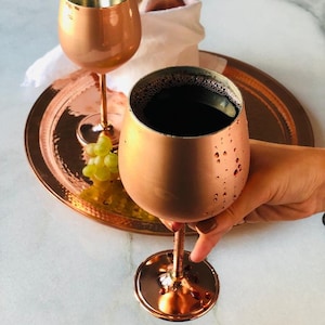 Set of 2 Copper Wine Glass, Wine Glass, Drinking Glass, Handmade, Gift, Drinkware, Cocktail Glass