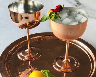 Handmade Vintage Copper Wine Glasses Set
