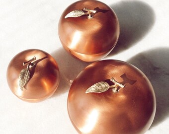 Rustic Copper Apple Set: Artisan Oxidized Decor - Turkish Inspired