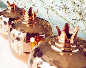 Copper Pomegranate Box: Artisan Turkish Holiday Decor (Handmade, Rustic)