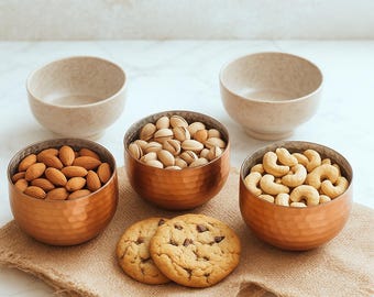 Copper Bowl Set: Handmade Oxidized Turkish Bowls - Rustic Tableware