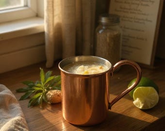 Copper Drinkware: Handmade Bright Mug (10 oz Rustic Style)