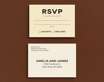 Semi-Custom RSVP Cards – Neutral Wedding Response Cards with Envelopes