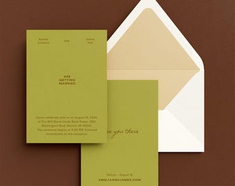 Neutral Wedding Invitation – Semi-Custom Invitation with Lined Envelope