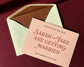 Charming Save the Dates with Lined Envelopes