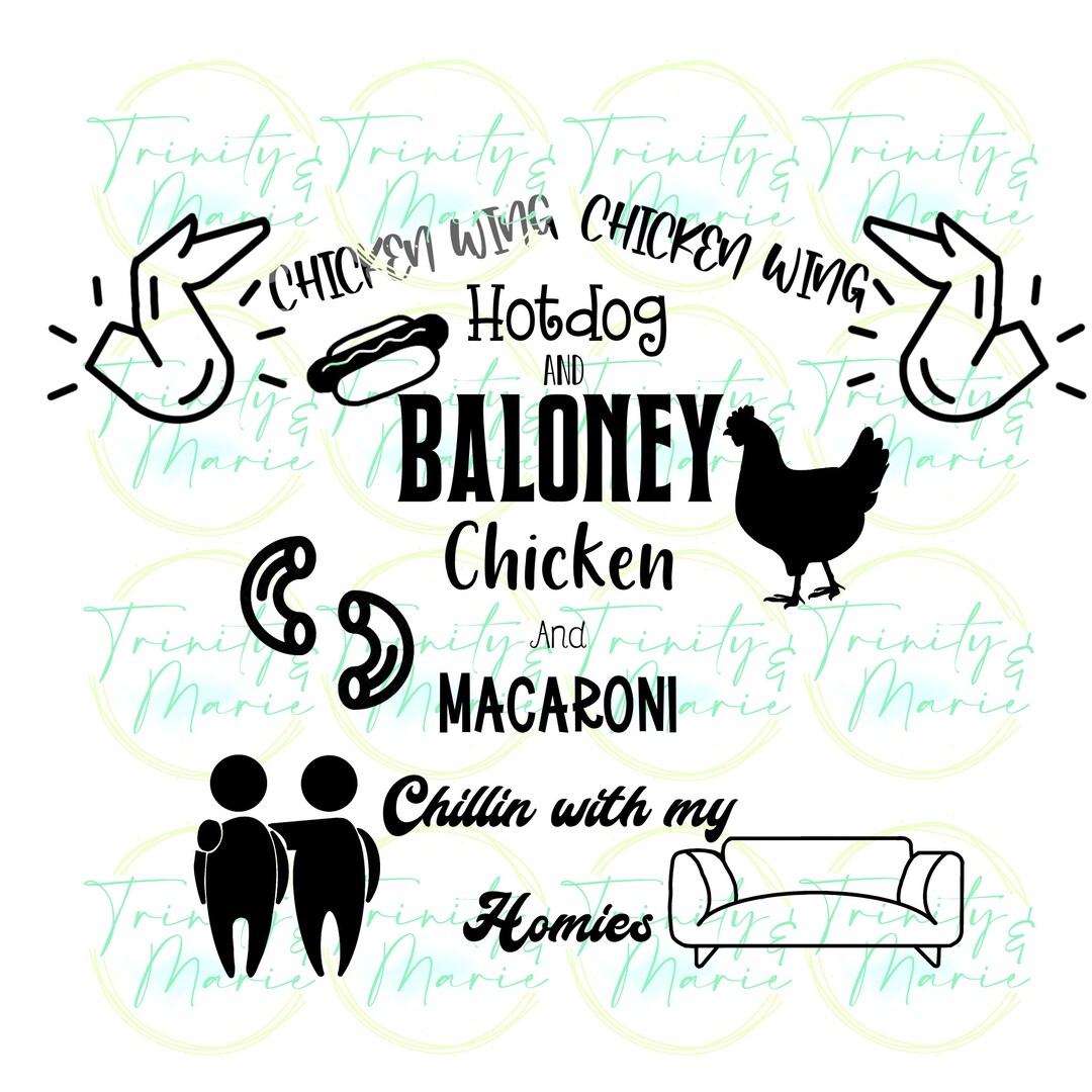 Chicken Wing Hotdog Baloney Chicken and Macaroni Chillin With My Homies