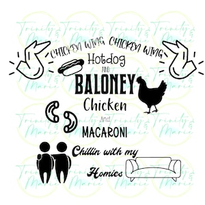 Chicken Wing Hotdog Baloney Chicken and Macaroni Chillin With My Homies Tik Tok Print or Cut File SVG/PNG/JPEG Zip File *digital file only*