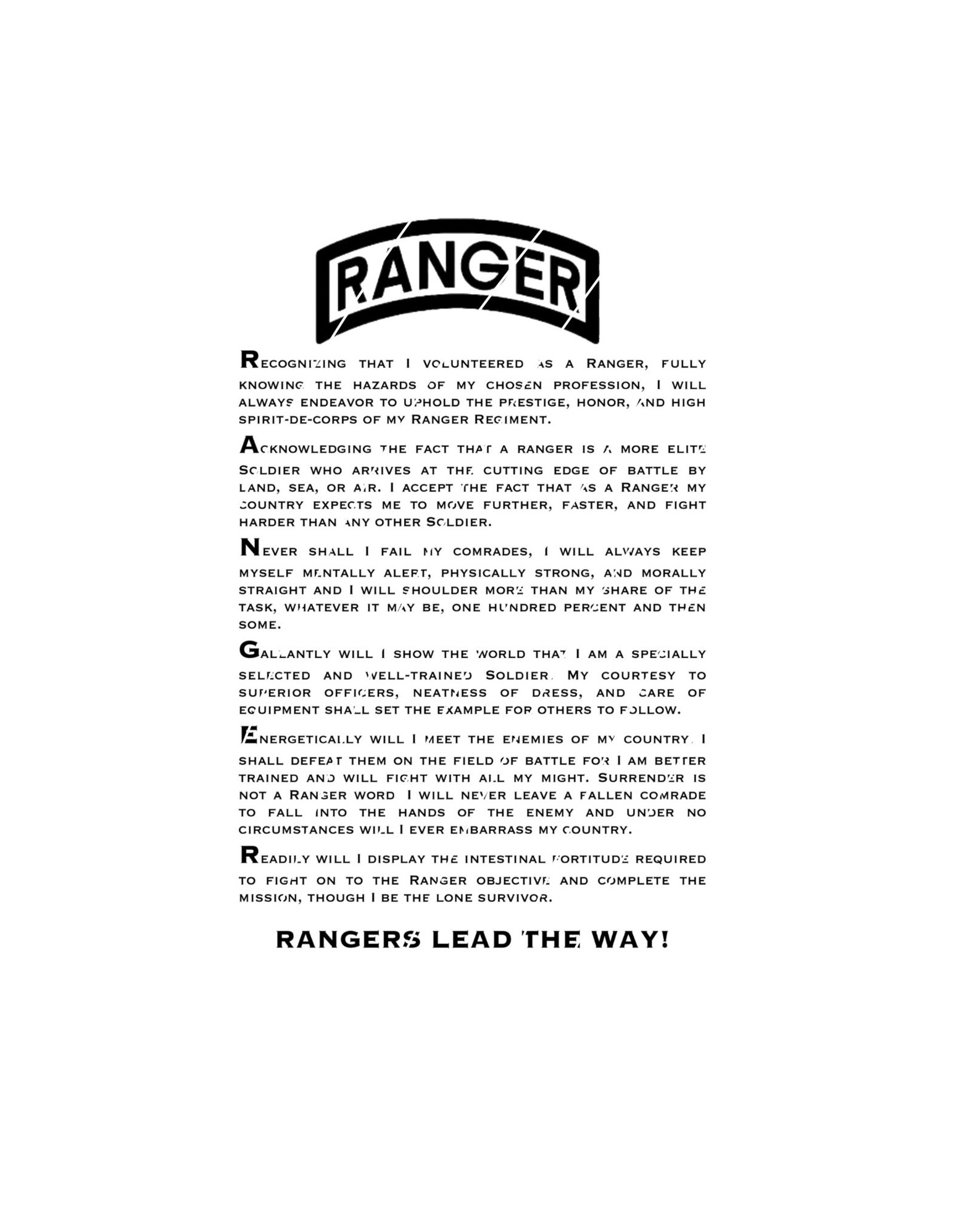 Ranger Creed Army 2 U.S. Army Ranger Creed Military Print or Cut JPEG/PNG/SVG Etsy