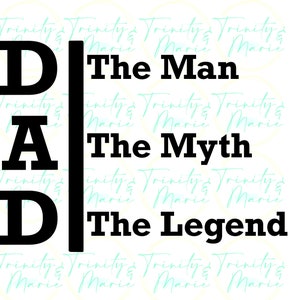 Dad The Man The Myth The Legend Print or Cut SVG/PNG/JPEG for Cricut or Silhouette **Digital File Only**