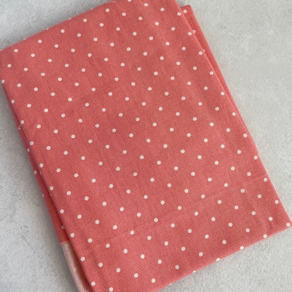 Polka Dot Coral Pink Fabric Remnant Canvas Spotted Fabric Scrap Cotton Fabric Offcut Craft Material Heavy Weight Fabric Sewing Project