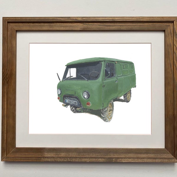 UAZ 452 - BG Project II // Old Van-Print Paint Gouache--Art-Antique Vehicle-Gouache-Vintage-Soviet-Realistic-Decoration