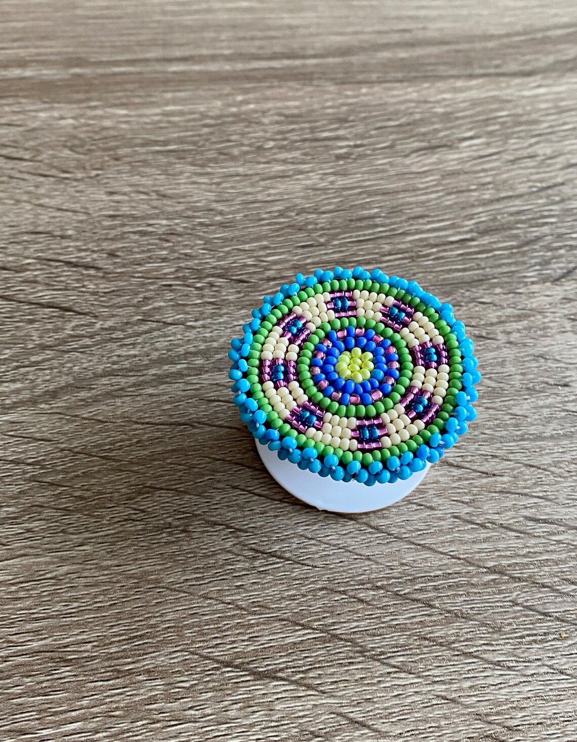 Mint Beaded Popsocket Indigenous flatstitch beadwork Etsy