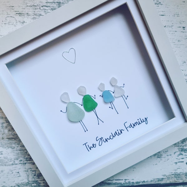 Personalised Family Seaglass picture wall art home decor gift  personalised gift unique special cute