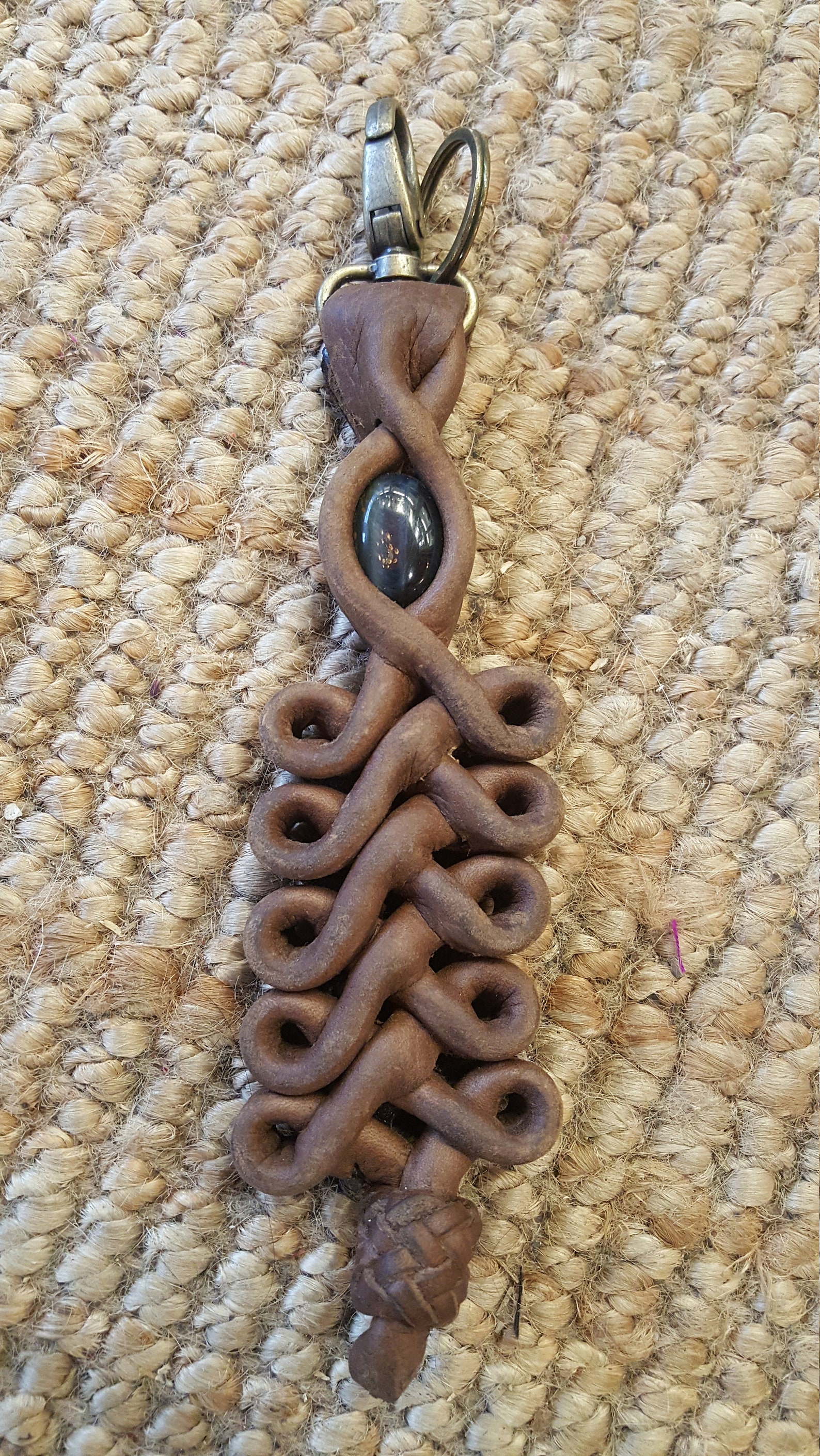 Leather, Key Chain , Gift , Unique, Special ,gems, Semi Precious Stone