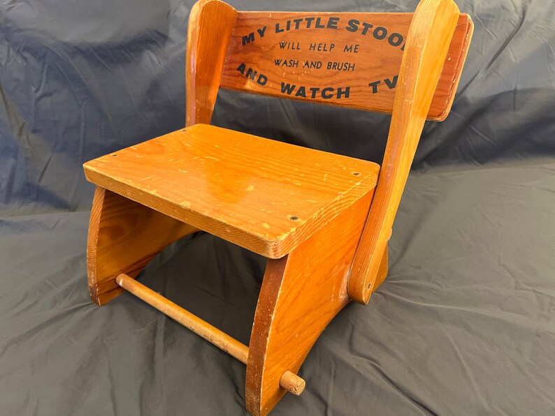 Vintage Wooden Sitrstep Stool / Chair Combo Etsy