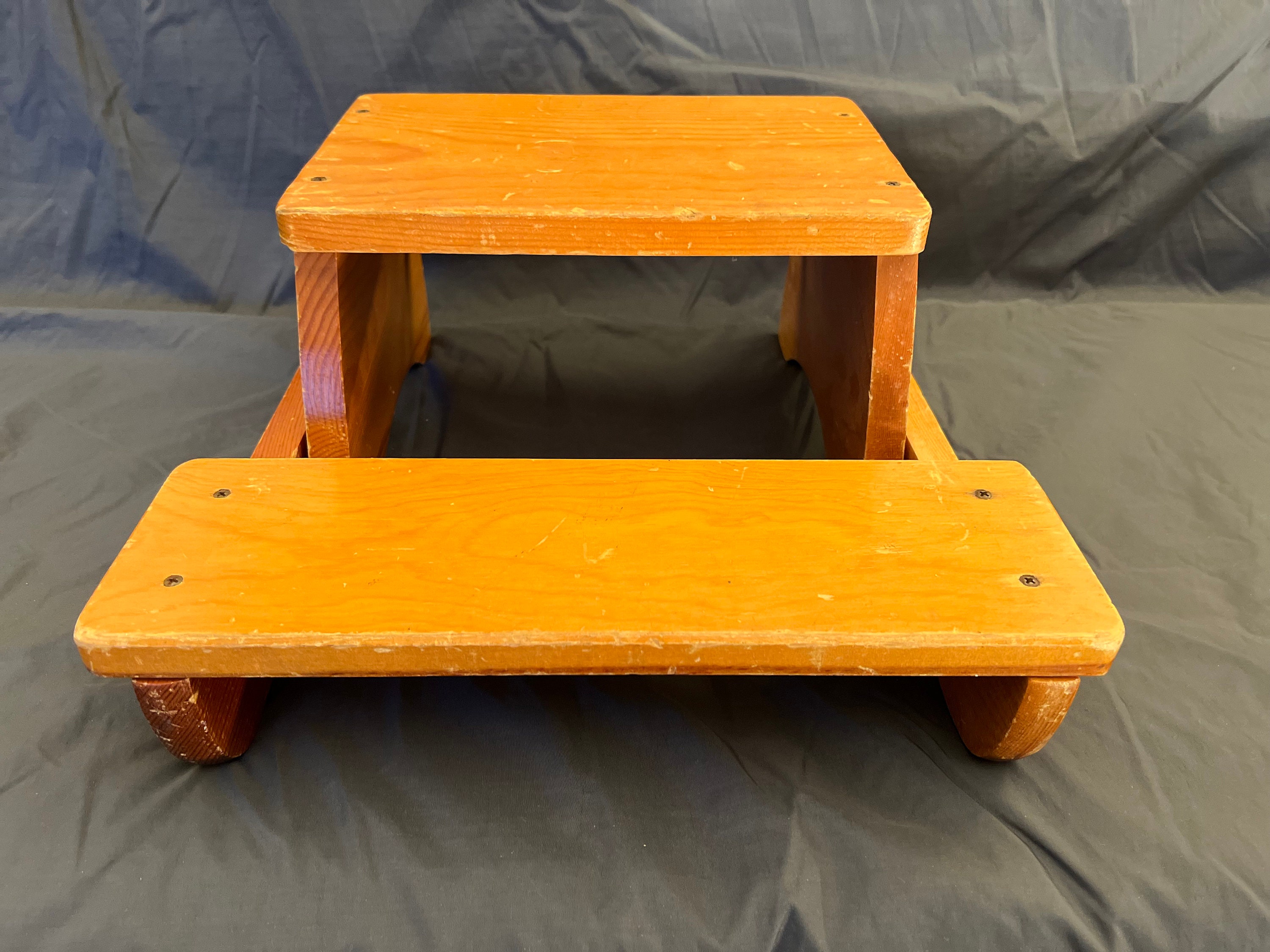 Vintage Wooden Sitrstep Stool / Chair Combo Etsy