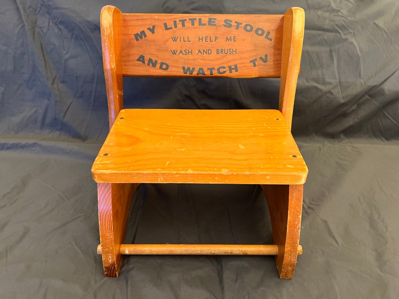 Vintage Wooden Sitrstep Stool / Chair Combo Etsy
