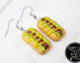 Handcrafted Hot Dog Earrings: Polymer Clay Food Jewellery