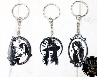 Witchy Acrylic Keychain: Gothic Halloween Accessories