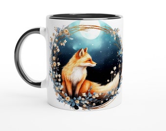 Sakura Fox Ceramic Mug - Floral Fox Lover Gift