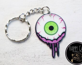 Zombie Eye Keyring Novelty Acrylic Keychain, Halloween Accessories, Gothic Gifts, Witchy keyrings