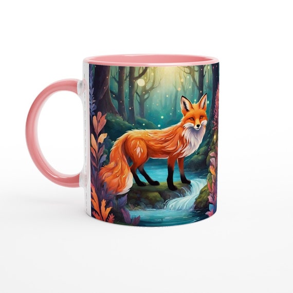 Woodland Fox Novelty Mug: Fantasy Forest Design, 11oz Ceramic
