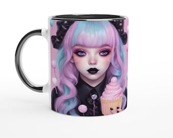 Kawaii Anime Pastel Goth Mug Ceramic Mug, Gothic Gift Ideas