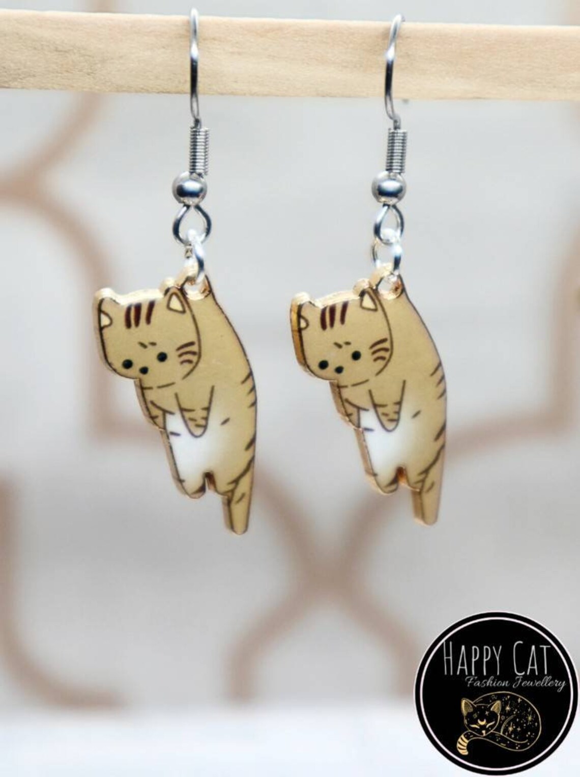 Hanging Cat Earrings Kawaii Cat Earrings Hypoallergenic Etsy