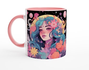 Tazza da caffè con stampa floreale da strega: arredamento boho-gotico