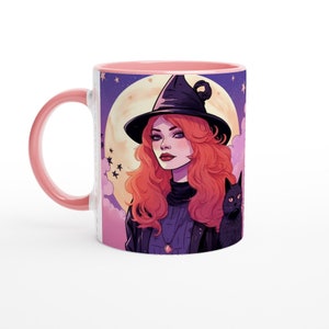 Witch And Black Cat Ceramic Mug, Witchy Gifts, Gothic Gifts For Her