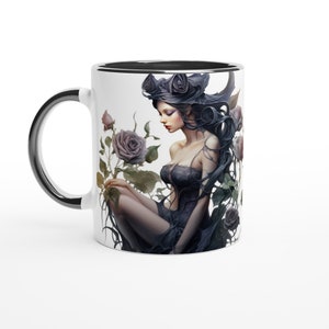Gothic Rose Fairy Ceramic Mug - Witchy Gift