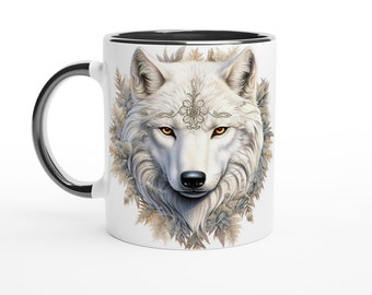 Elegant Wolf Mug 11oz Ceramic Mug, Gifts for Wolf Lovers, Gifts for Her, Gifts for Him
