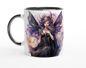 Kubek wróżki gotyckiej 11oz Ceramiczny kubek, Gotyckie prezenty dla niej, Czarownice prezenty dla niej