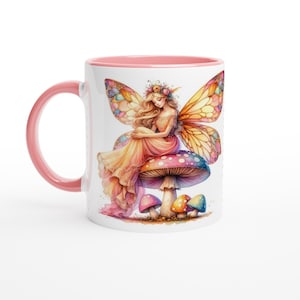Tazza fata rosa, tazza in ceramica da 11 once, regali fantasy per lei