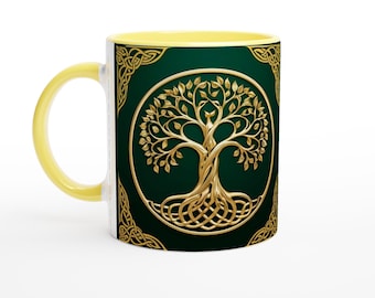 Emerald Green Tree of Life Mug – Nature-Inspired Boho Drinkware