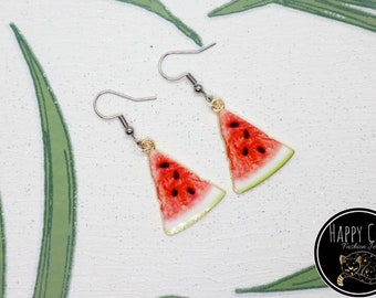 Watermelon Earrings, Summer Fruit Earrings, Hypoallergenic Summer Jewellery, Letterbox Gifts, Gifts for Friends, Holiday Earrings