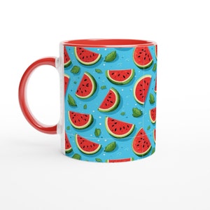 Watermelon Mug White 11oz Ceramic Mug, Novelty Mug Gifts, Summer Drinkware