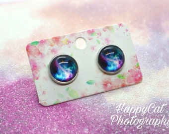 Galaxy Stud Earrings: Hypoallergenic Stainless Steel Jewellery, Letterbox Gifts